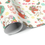 Papier Cadeau Cute Christmas Goose Illustration Pattern Ivory (Coin rond)