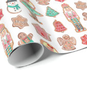 Papier Cadeau Cute Christmas Holiday Nutcracker Cookies (Coin rond)