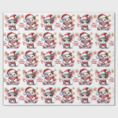 Papier Cadeau Cute Christmas Mouse Bear Personalize Name Kids (Plat)