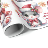 Papier Cadeau Cute Christmas Mouse Bear Personalize Name Kids (Coin rond)