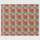 Papier Cadeau Cute Christmas Patchwork Wrapping Paper (Plat)