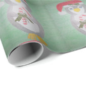 Papier Cadeau Cute Christmas Penguin (Coin rond)