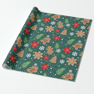 Papier Cadeau Cute Christmas Rustique Gingerbread
