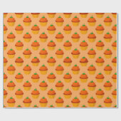 Papier Cadeau Cute Citrouille Cupcake pour cadeau d'automne (Plat)