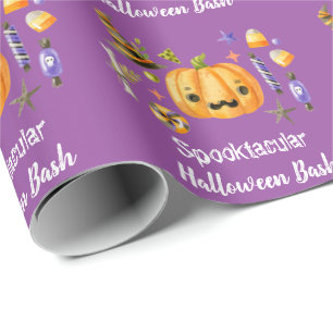 Papier Cadeau Cute Citrouille Spooktacular Halloween Bash Purple