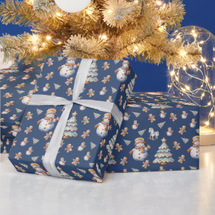 Papier Cadeau Cute Classic Christmas Snowman