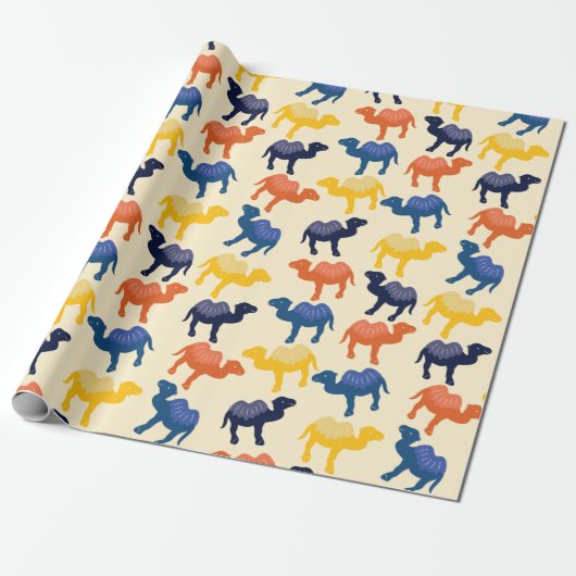 Papier Cadeau Cute Colorful Cartoon Camels (Déroulé)