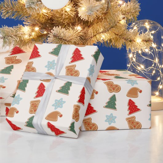 Papier Cadeau Cute Colorful Cookies Pattern Christmas (Vacances)