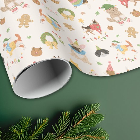 Papier Cadeau Cute Colorful Festive Christmas Dog Puppy