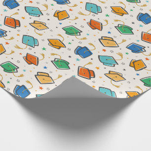 Papier Cadeau Cute Colorful Graduful Cap et Tassel sur la crème