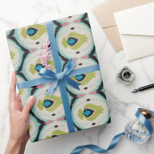 Papier Cadeau Cute couleur rose vert blanc ikat motifs tribaux