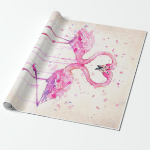 Papier Cadeau Cute Couple Flamant rose Love Imprimer Art