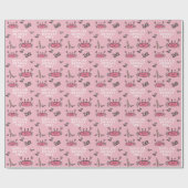 Papier Cadeau Cute Crabe Rose Animaux de mer Fille Joyeux Annive (Plat)