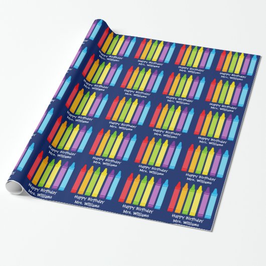 Papier Cadeau Cute Crayon Enseignant élémentaire sur mesure (Déroulé)