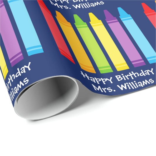 Papier Cadeau Cute Crayon Enseignant élémentaire sur mesure (Coin rond)