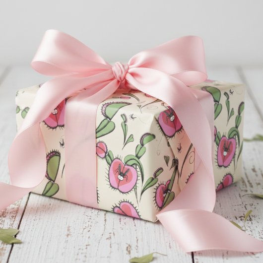 Papier Cadeau Cute Crème Vénus Flytrap collé sur votre amour