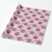 Papier Cadeau Cute Custom 3 Photo Modern Retro Pink Trendy (Déroulé)