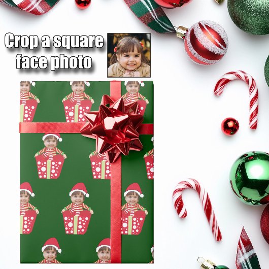 Papier Cadeau Cute Custom Child Face Photo Christmas Gift