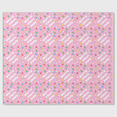 Papier Cadeau Cute Custom Name Holiday Retro Pink Christmas (Plat)