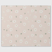 Papier Cadeau Cute Daisy Floral Blossoms & Greenery (Plat)
