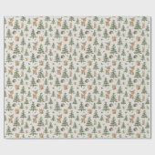 Papier Cadeau Cute Deer and Woodland Animals Christmas (Plat)
