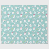 Papier Cadeau Cute Dental pattern blue Brush your Teeth (Plat)