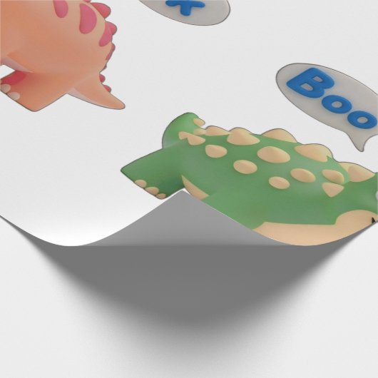 Papier Cadeau Cute Dino surprise Wrapping Paper (Coin)