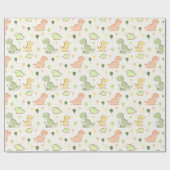 Papier Cadeau Cute Dinosaur & Balloon Motif Anniversaire (Plat)