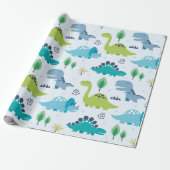 Papier Cadeau Cute Dinosaur Motif pour enfants (Déroulé)