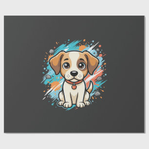 Papier Cadeau Cute Dog Paint Splash Vector Art_1