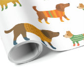 Papier Cadeau Cute Dogs in Sweaters Wrapping Paper (Coin rond)