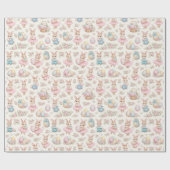 Papier Cadeau Cute Easter Bunny Floral Pattern - Pastel Spring (Plat)