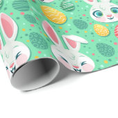 Papier Cadeau Cute Easter Bunny Pattern Wrapping Paper (Coin rond)