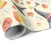 Papier Cadeau Cute Éffrayant Halloween Aquarelle Sorcière Jack F (Coin rond)