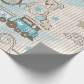 Papier Cadeau Cute Elegant Blue Ivory Stripes Jouets Garçon Douc (Coin)