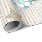 Papier Cadeau Cute Elegant Blue Ivory Stripes Jouets Garçon Douc (Coin rond)