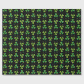 Papier Cadeau Cute & Elegant Shamrock foncé Motif vert & noir (Plat)