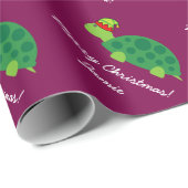 Papier Cadeau Cute Elf turtle Merry Christmas wrapping paper (Coin rond)