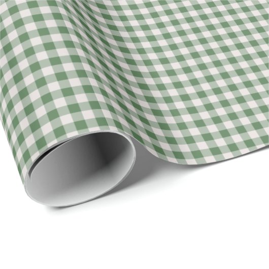 Papier Cadeau Cute En vichy rétro Motif | Vert hiver (Coin rond)