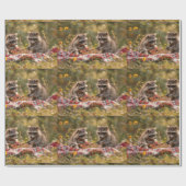 Papier Cadeau Cute famille raccoon avec pique-nique (Plat)