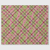 Papier Cadeau Cute Festif Retro Rose violet vert Plaid (Plat)