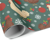 Papier Cadeau Cute Folk Art Rustic Christmas (Coin rond)