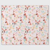 Papier Cadeau Cute Fox Floral Rose Design (Plat)