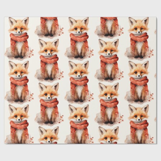 Papier Cadeau Cute Fox Pup in a Red Scarf Pattern (Plat)
