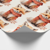 Papier Cadeau Cute Fox Pup in a Red Scarf Pattern (Coin)