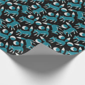 Papier Cadeau Cute foxes and moons pattern en bleu et blanc (Coin)