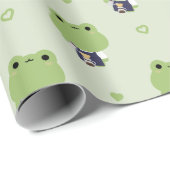 Papier Cadeau Cute Frog Barista (Coin rond)