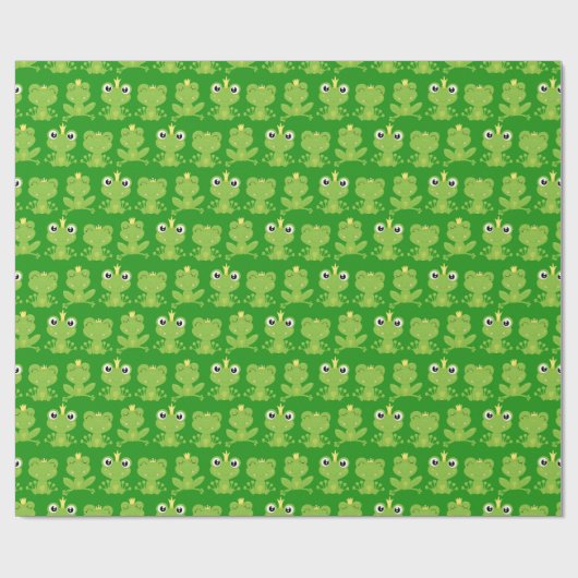 Papier Cadeau Cute Frogs Motif sur Dark Green (Plat)