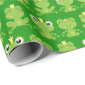 Papier Cadeau Cute Frogs Motif sur Dark Green (Coin rond)