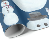Papier Cadeau Cute Frosty Blue Snowman Motif d'aquarelle (Coin rond)